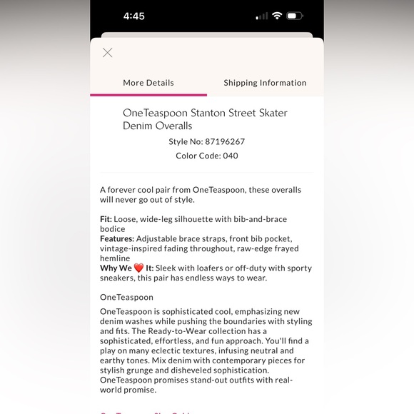 One Teaspoon Blue Denim cropped Wide Leg Overalls - Picture 7 of 7